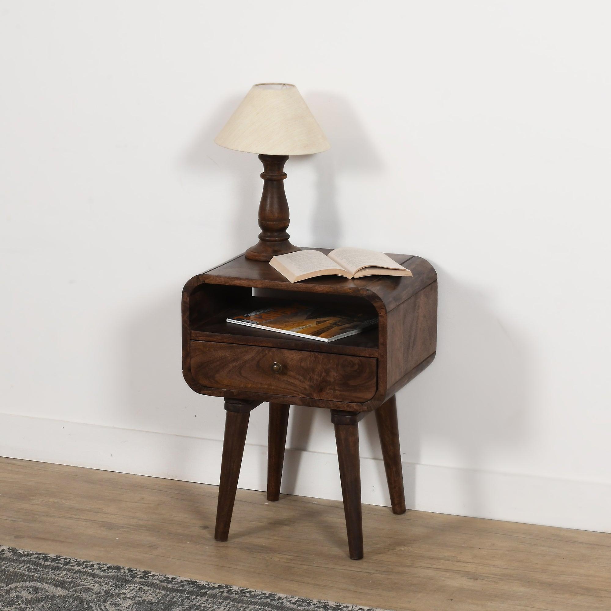 Franciscan Dark Mango Wood Bedside Table With Drawer