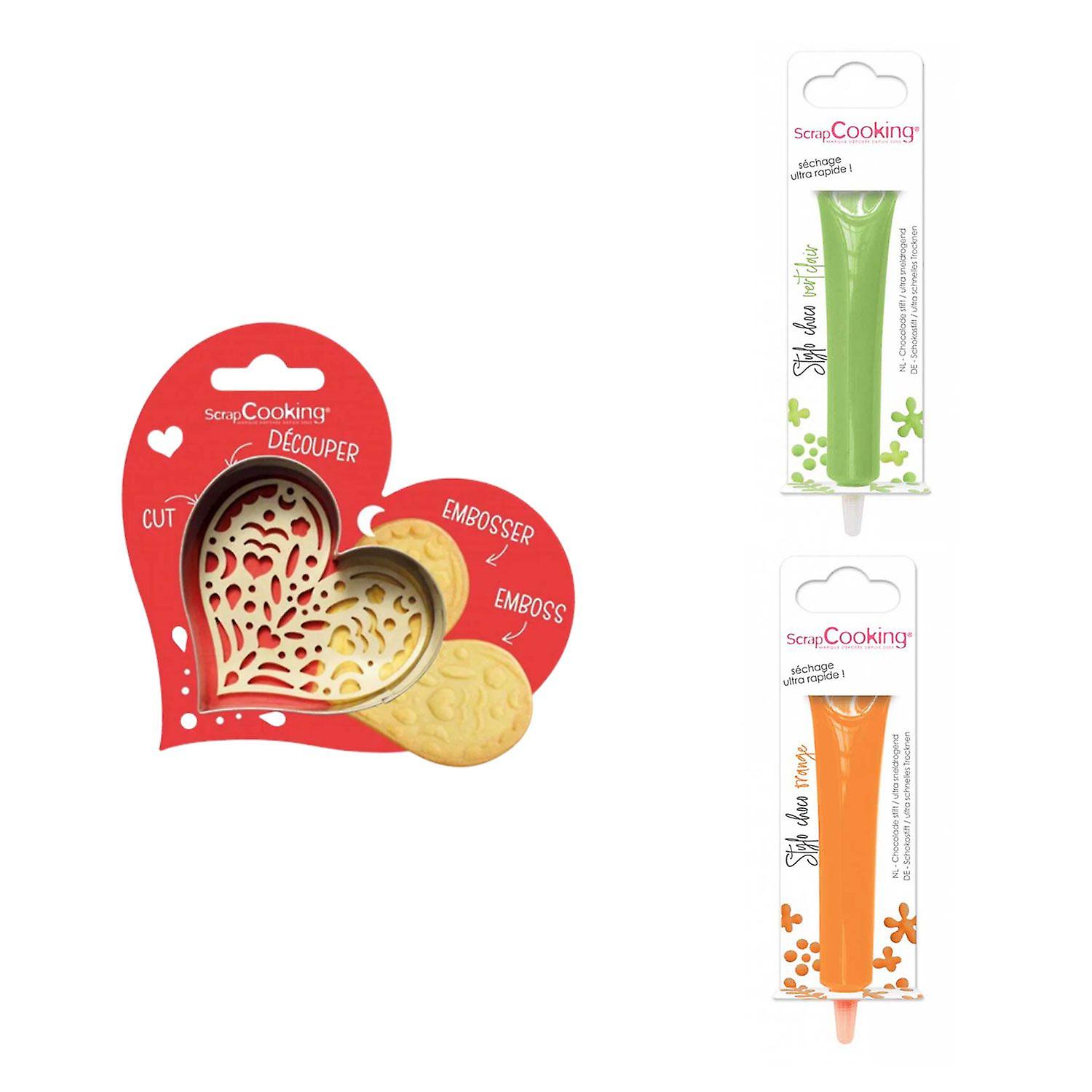 Heart Relief Cookie Kit + 2 light green and orange chocolate pens