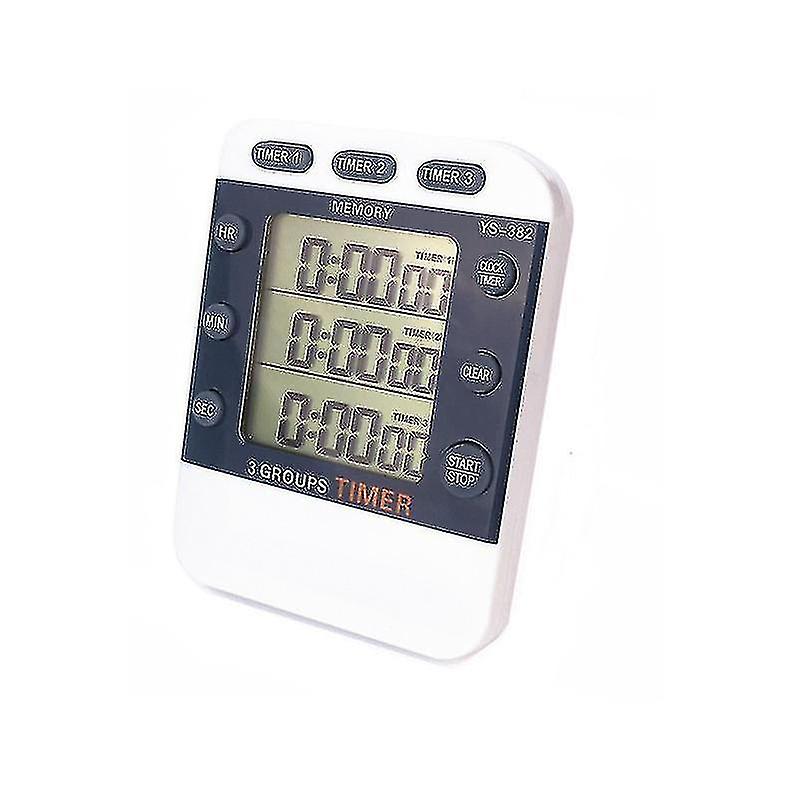 3 Channels Count Up/down Cooking Timer Stopwatch Large Display Adjustable Volume Alarm Memory Timer 