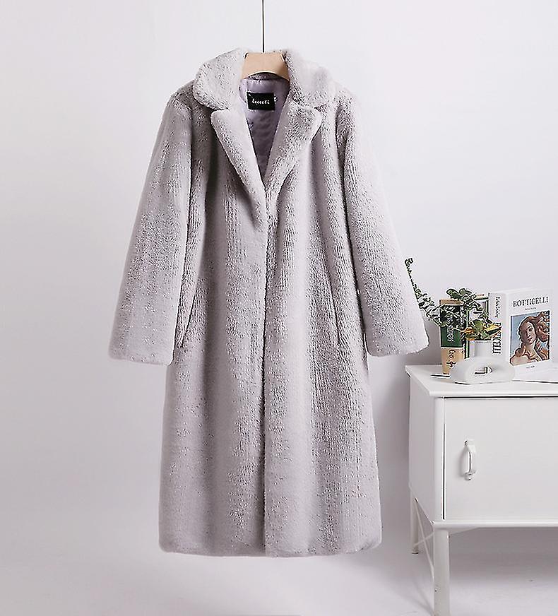 Vinter imiteret pels fluffy jakke plus size S- 5xl kontrastfarve falsk minkfrakke til kvinder lange tykke varme frakker
