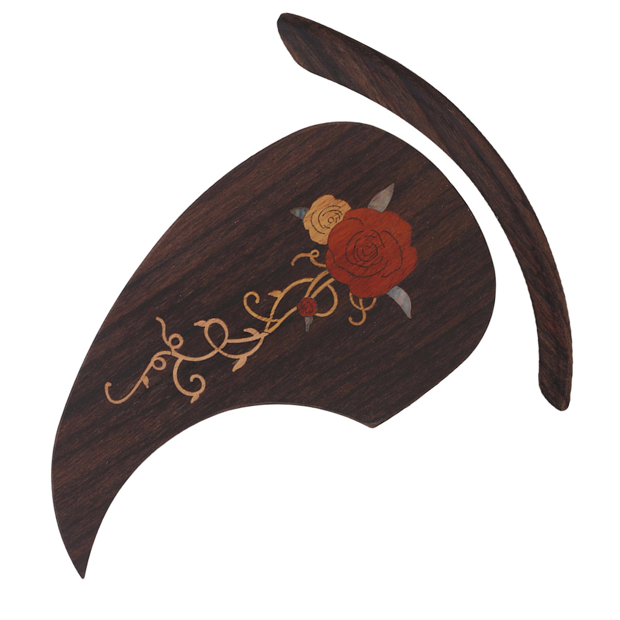 2 Pcs 40-41Inch Guitar Rose Pattern Wood Pickguard Scratchplate w/ Armrest