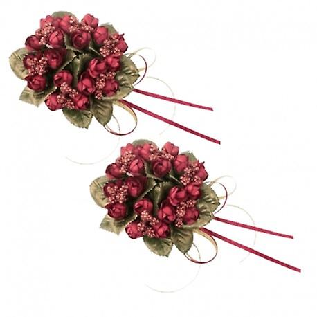 Candle cuffs 2-pack for crown candles with burgundy buds and green leaves from Swerox