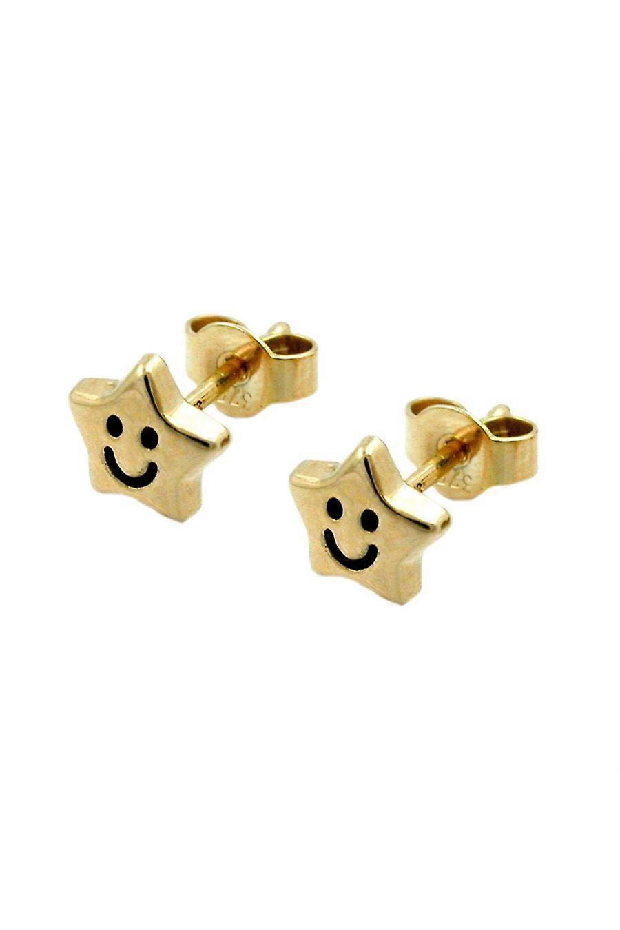 Earrings Star With Face 9k Gold - Gl430808