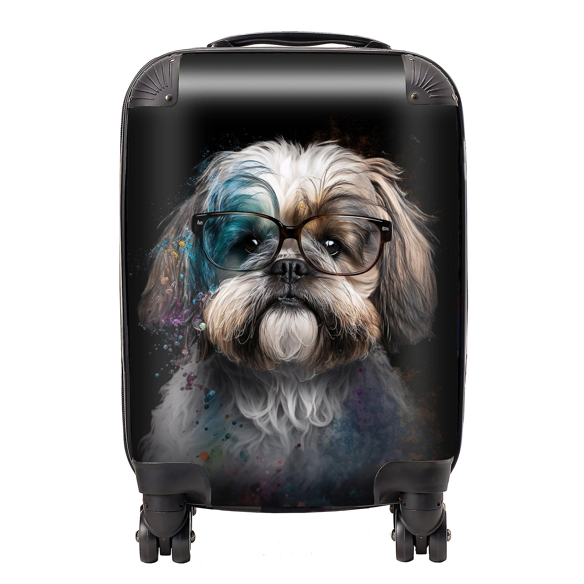Lhasa Apso With Glasses Splashart Suitcase