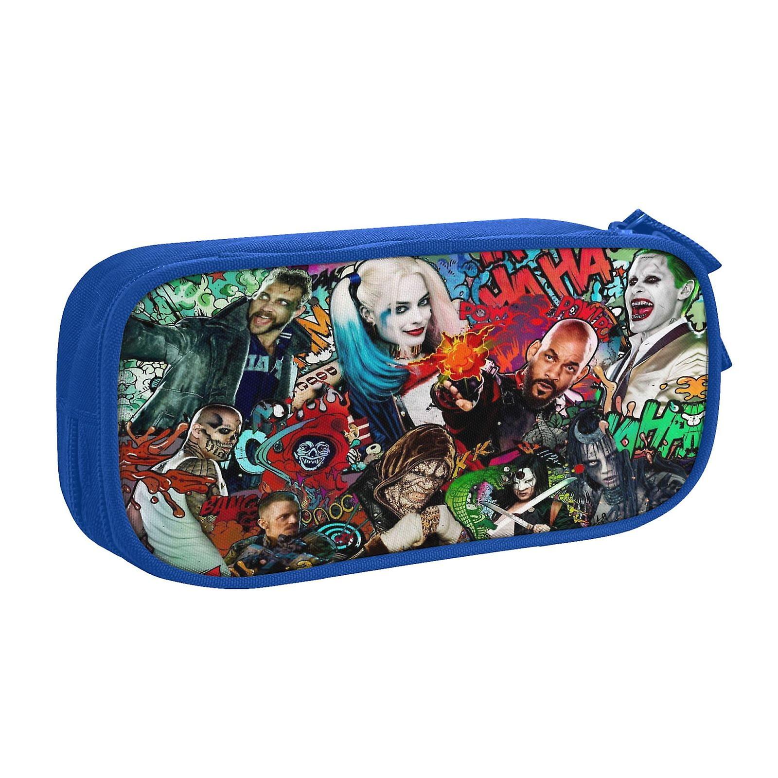 ジッパー付きスーサイド・スクワッド・ペンケース、大容量ペンポーチ、大容量収納バッグ、耐久性、ペンボックス、子供のための新学期用品、ティーン、学生、男の子、ギ