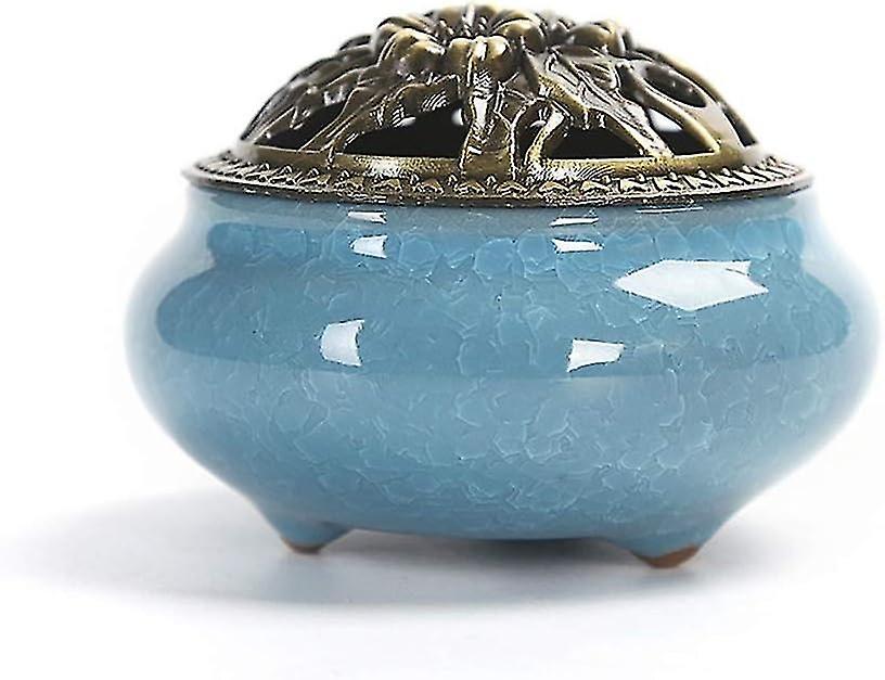 Ceramic Incense Burner and Lid, Aromatherapy for Incense Sticks or Incense Cones, Coil Ashtray Bowl,