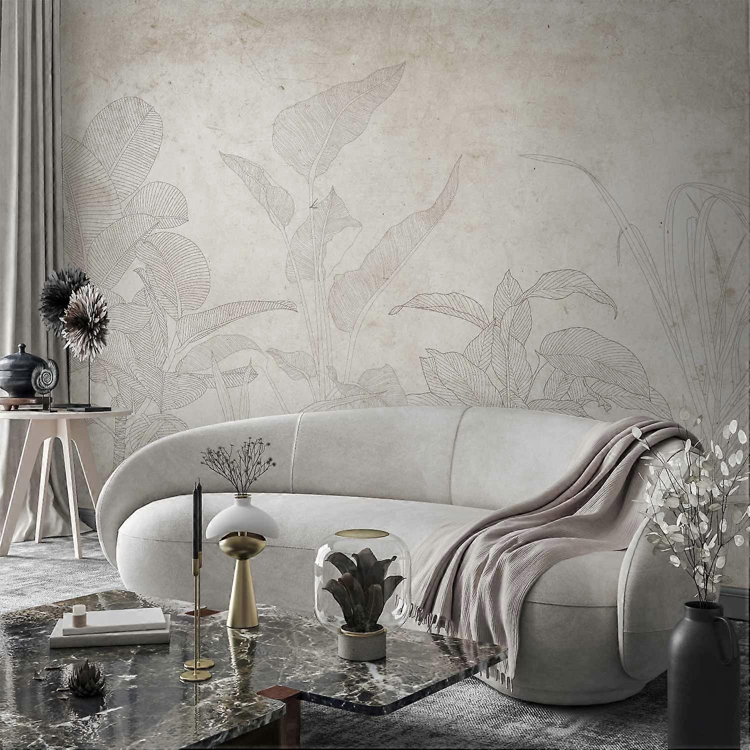 Selvklæbende vægmaleri - subtile eksotiske planter