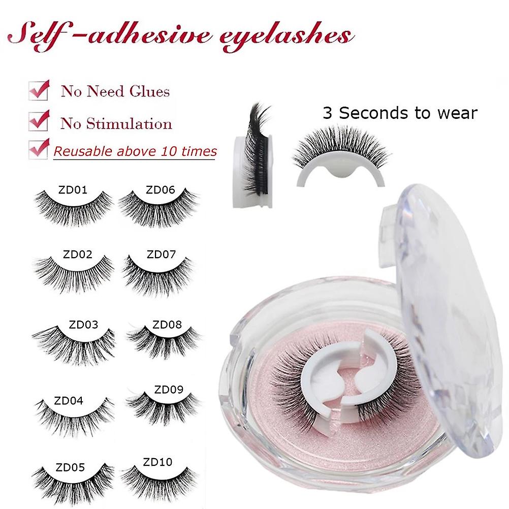 Reusable Self Adhesive Black False Eyelashes Waterproof, No Glue
