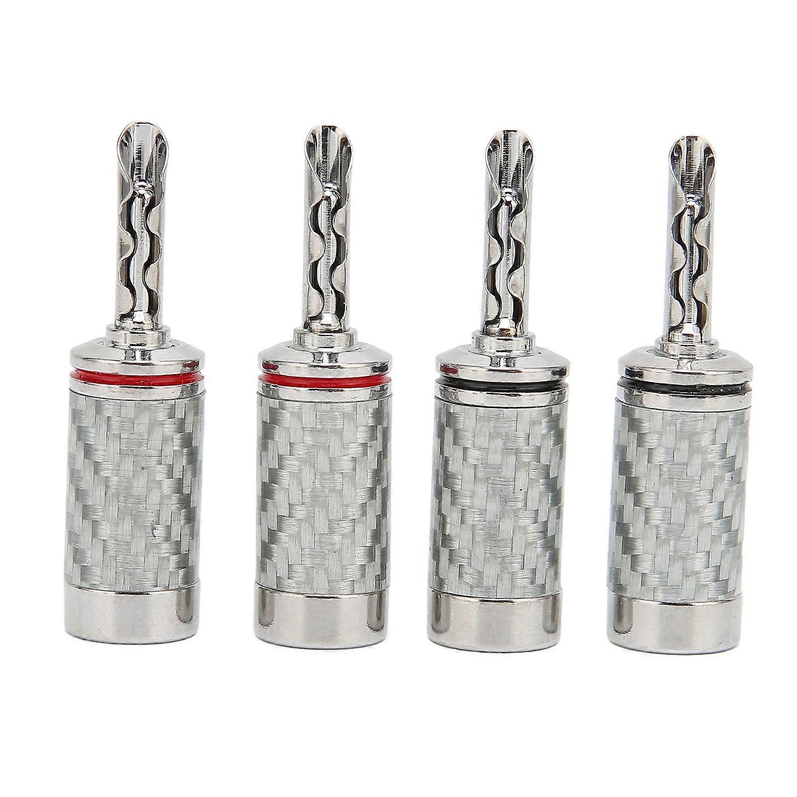 4pcs Bfa Banana Plug Brass White Carbon Fiber Shell Speaker Bfa Banana Connector For 5mm/0.2in Diameter Speaker Wire