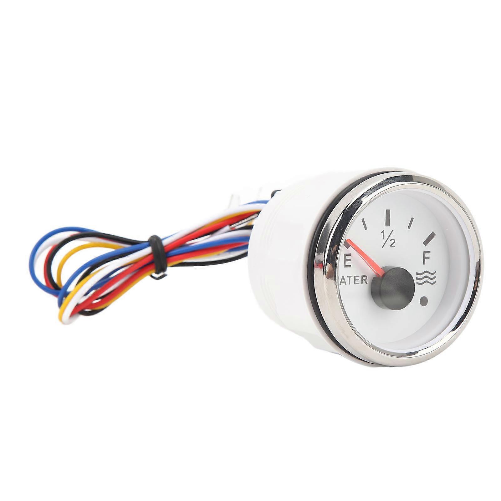 52MM Water Level Gauge DC9 to 32V 0 to 190 E1 2F Pointer Water Level Gauge with Backlight for RVs Yachts Fishing Boats Ships White Dial and Silver Bez