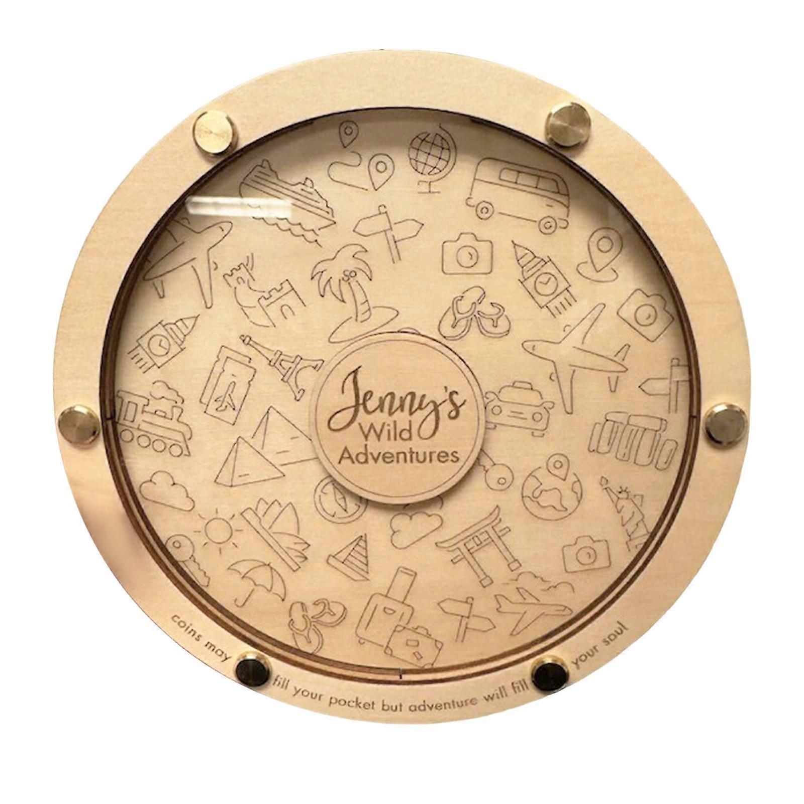 Piggy Bank Clear Window Decorative Adults Kids Gift Round Adventure Fund Jar 15cm