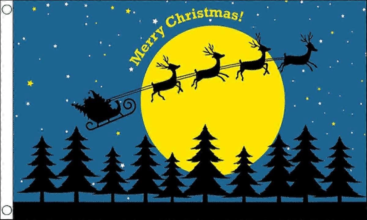 Christmas Moon Flag - 100% Polyester med Maljer