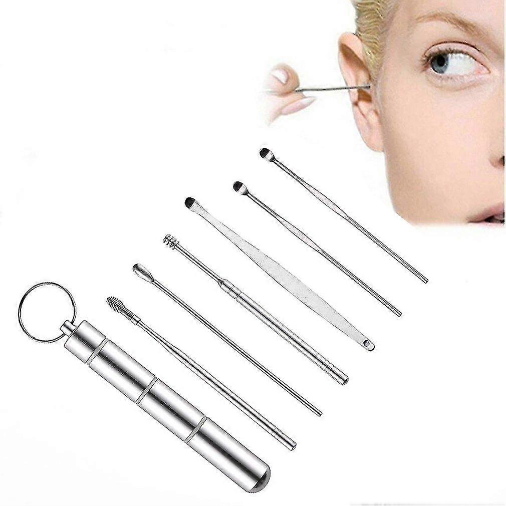 6pcs / sett bærbar og holdbar rustfritt stål øreplukk sett