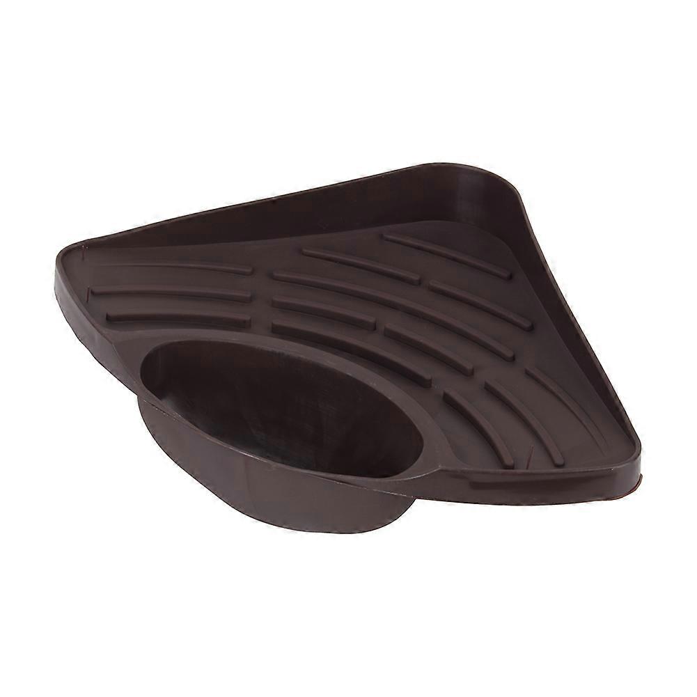 Kitchen triangular suction cup storage rack+coffee color