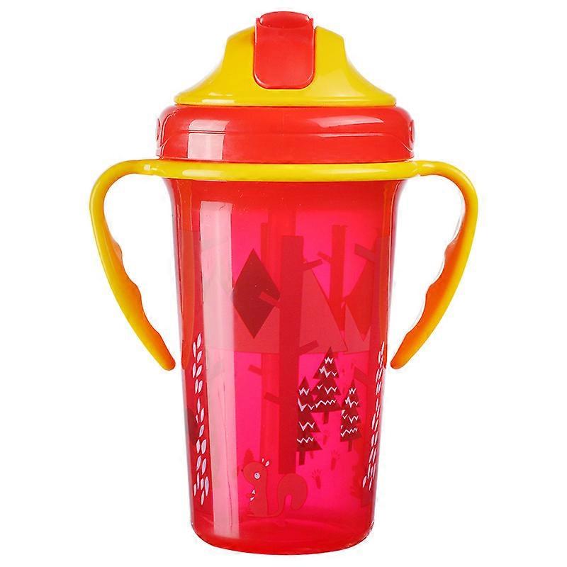 Kids Drinking Cup, 300ML Infant Leakproof Double Handle Straw Cup(Red)