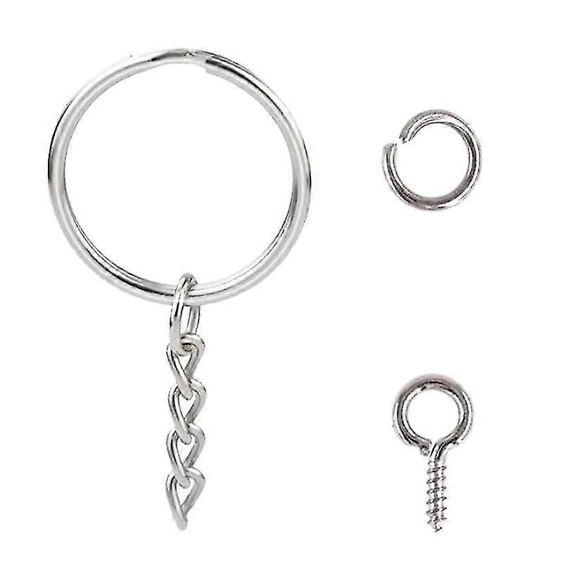 Split Key Ring With Chain Open Jump Ring And Screw Eye Pins For Key Chain