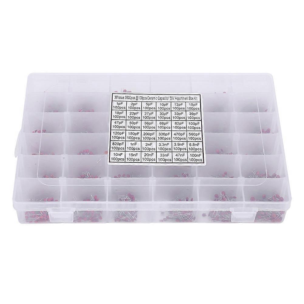 3600Pcs Ceramic Capacitor 36 Specification InLine 1pF100nF 50V Classification Box Kit