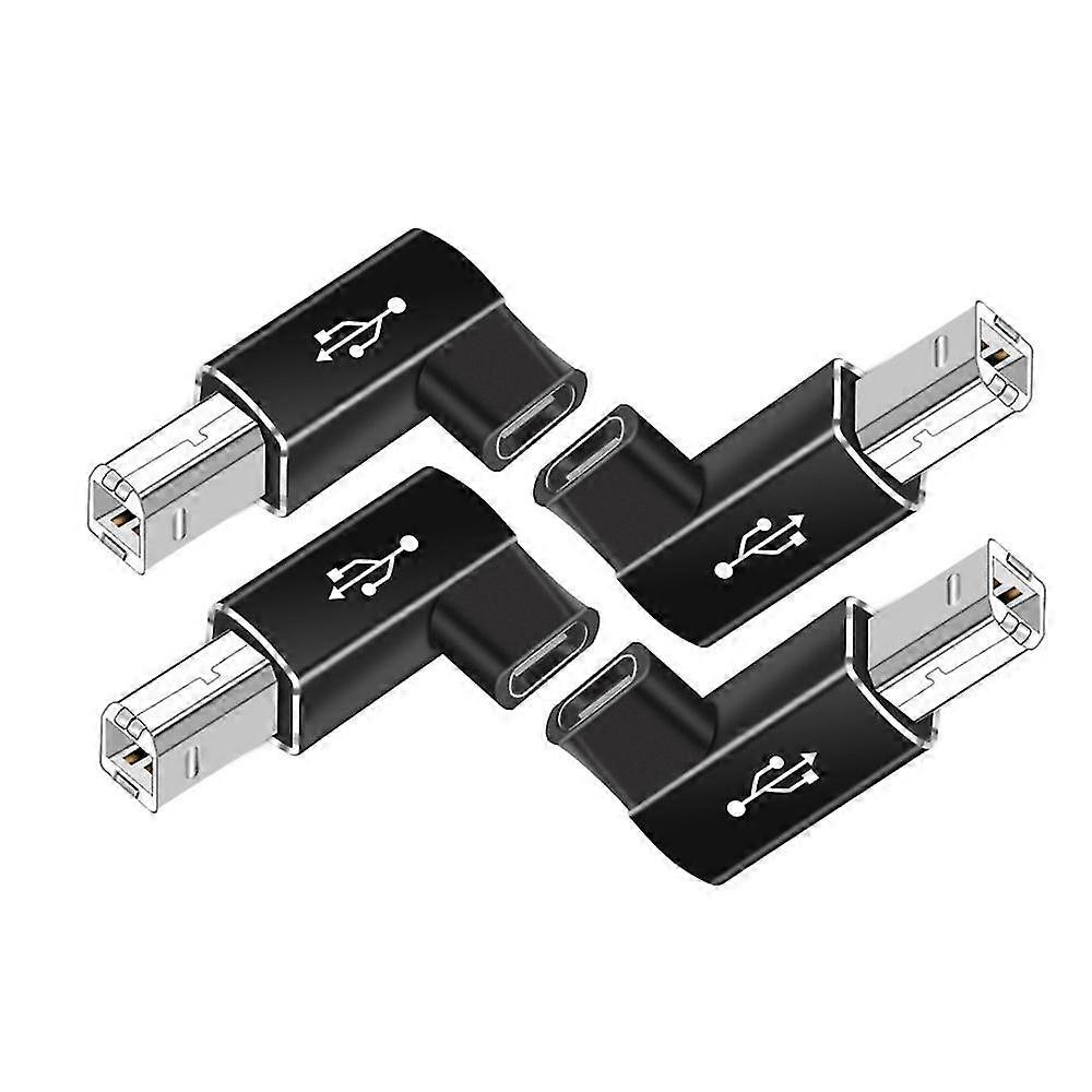 4pack usb c to midi 90 degree adapter, for printers,midi,black