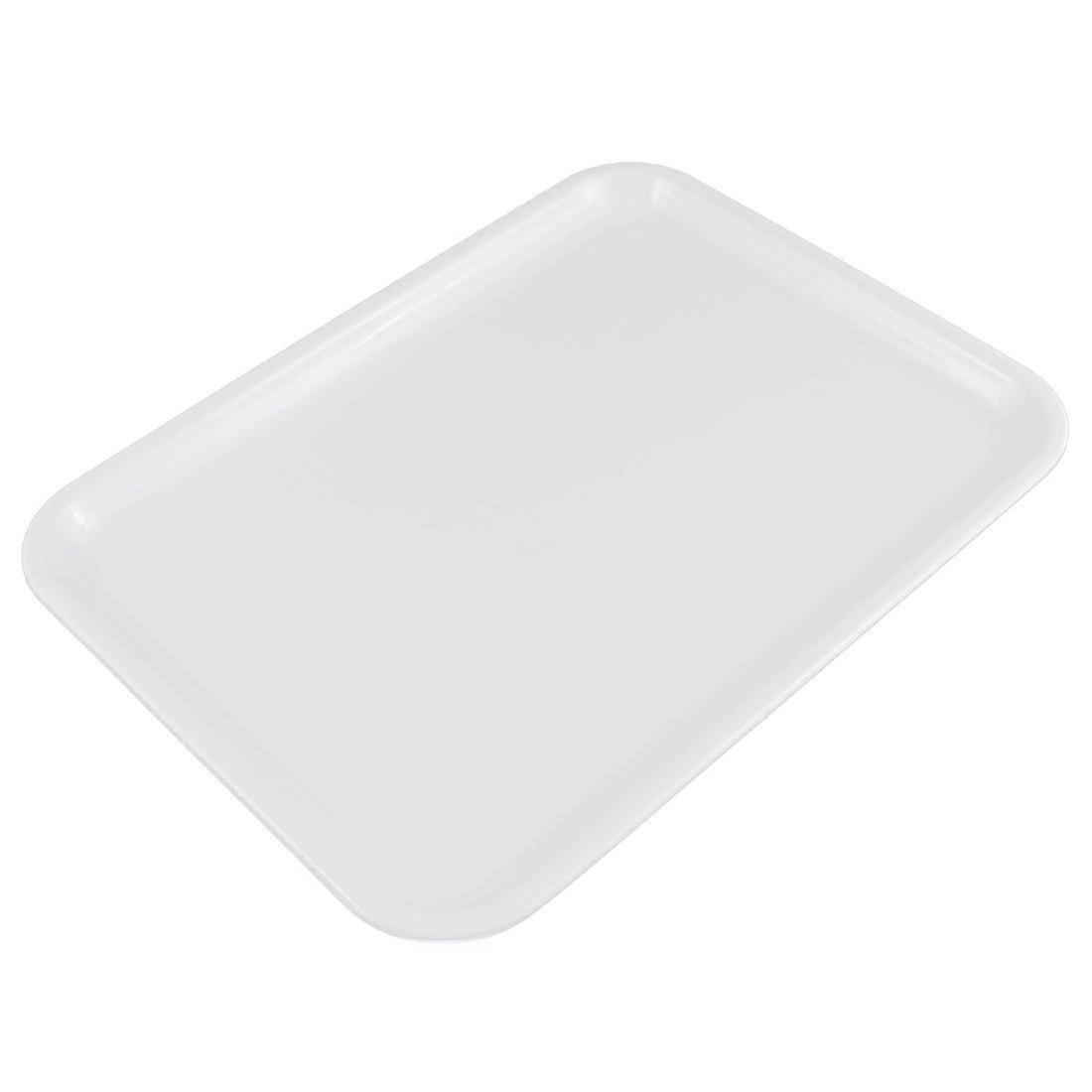 10 inch long rectangle shape serving tray made of plastic white