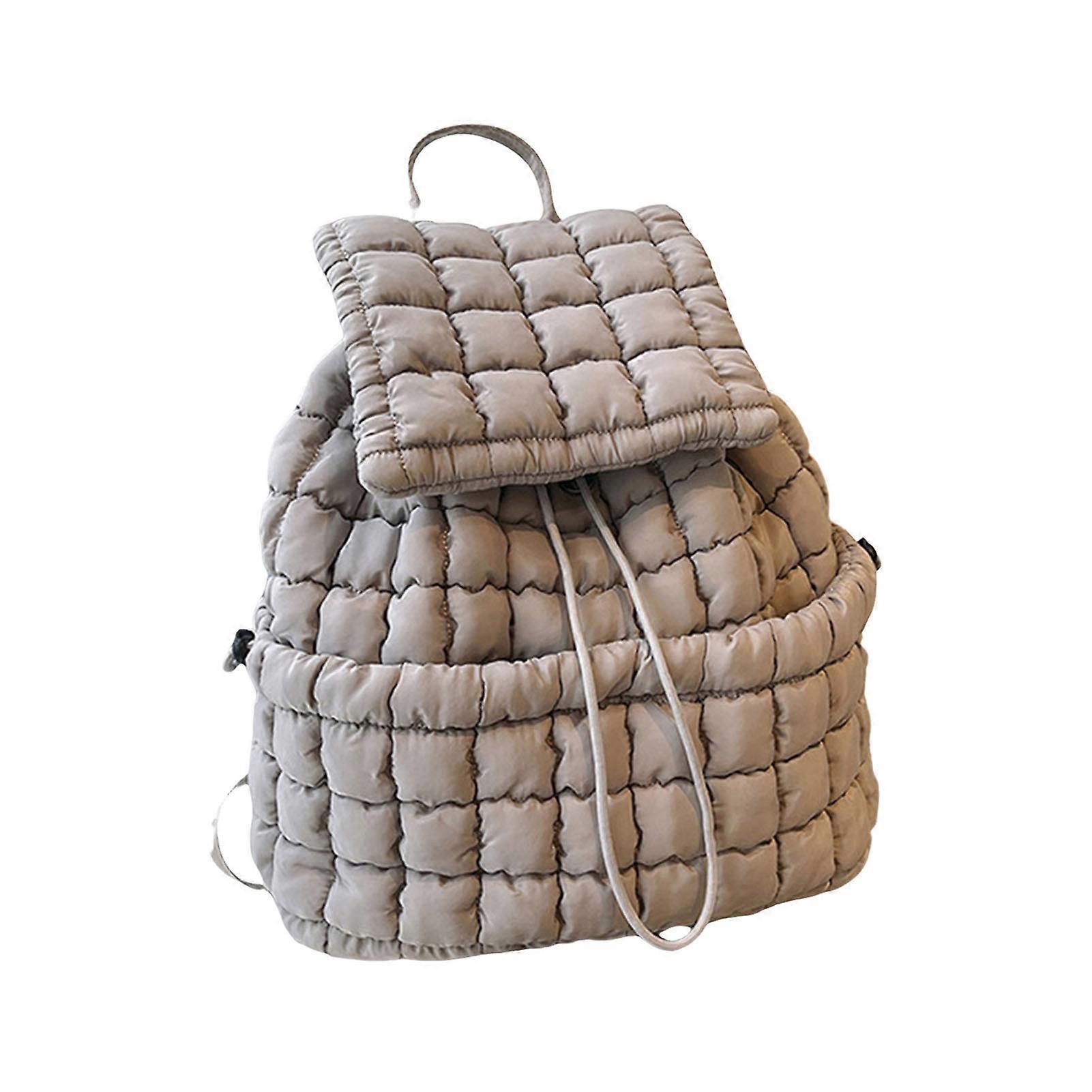 18L Quilted Backpack for Women Puffer Hiker Pack Top Flap Drawstring Backpack Padding Travel Cloud Gym Bag