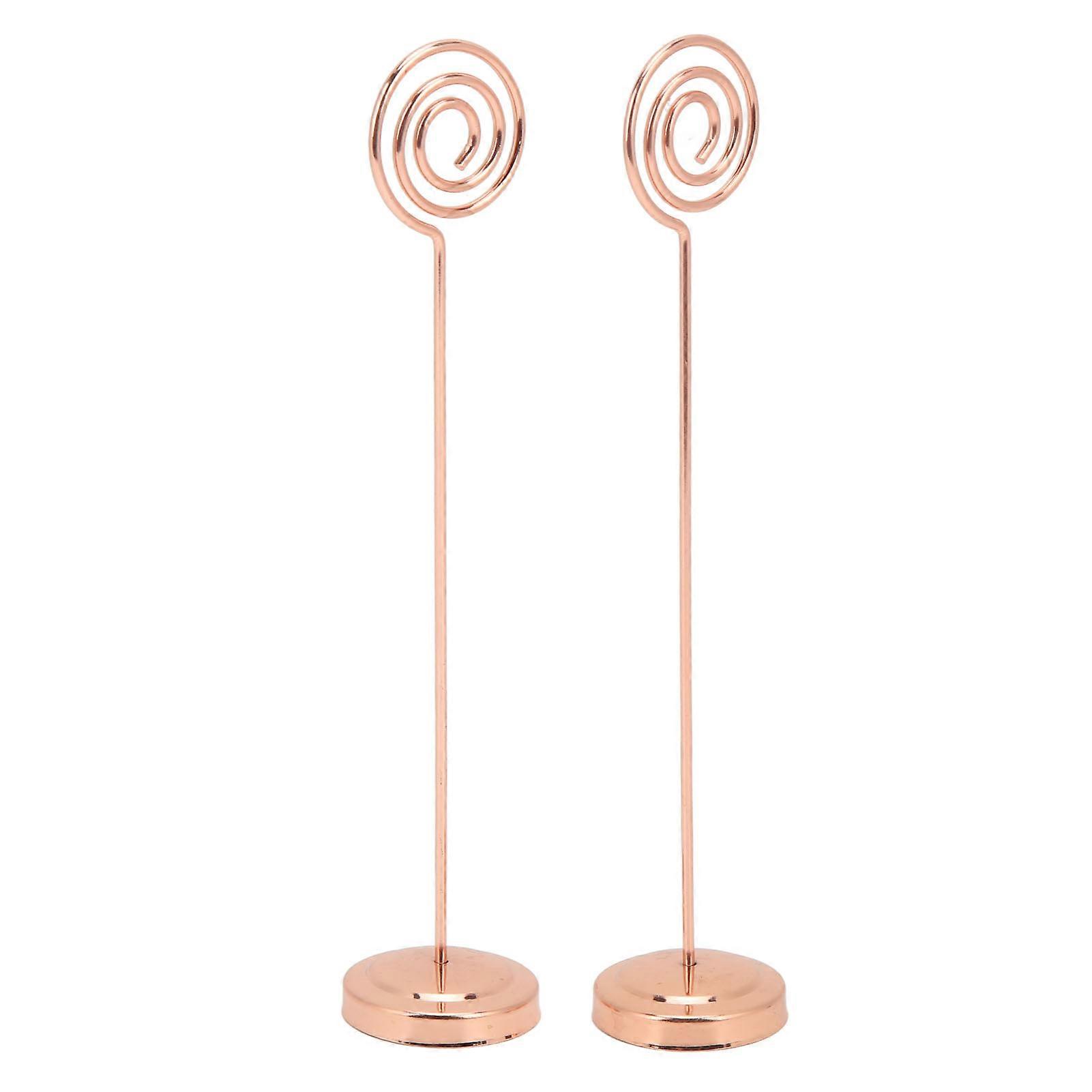 2Pcs Table Number Holder 200mm Round Metal Steady Semicircle Convex Design Electroplating Technology Photo HolderRose Gold