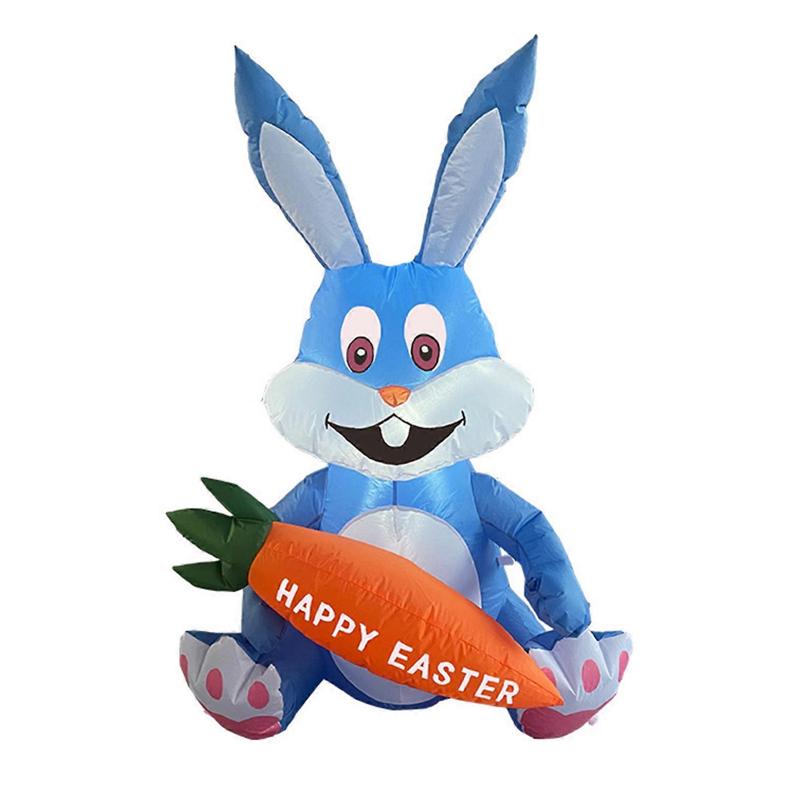 Inflatable Easter Bunny with LED Lights1.2m Height Rabbit Toy with Carrot Yard