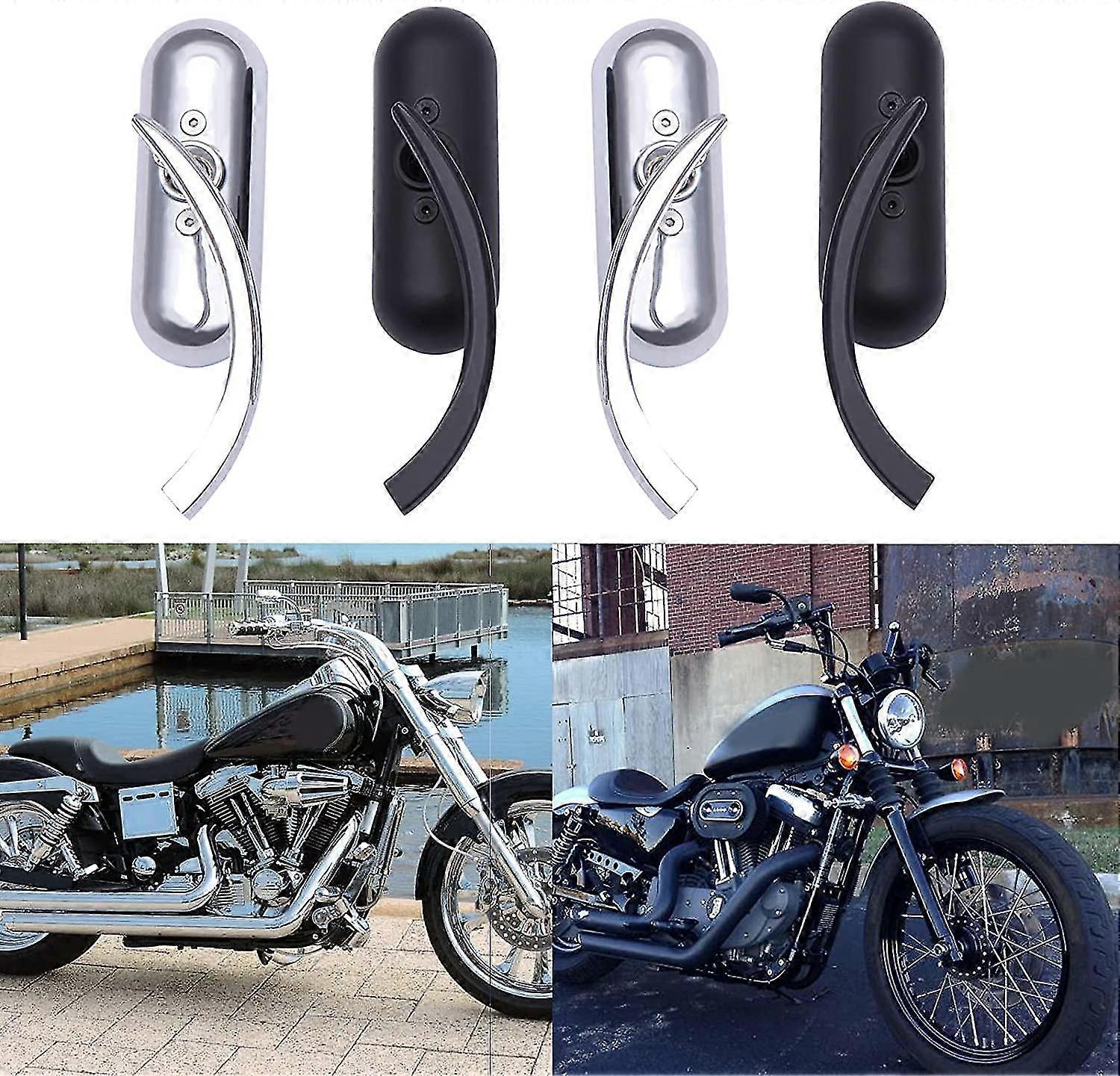 Chrome Motorcycle Round Sportster Mirrors Rear View Compatible With ...
