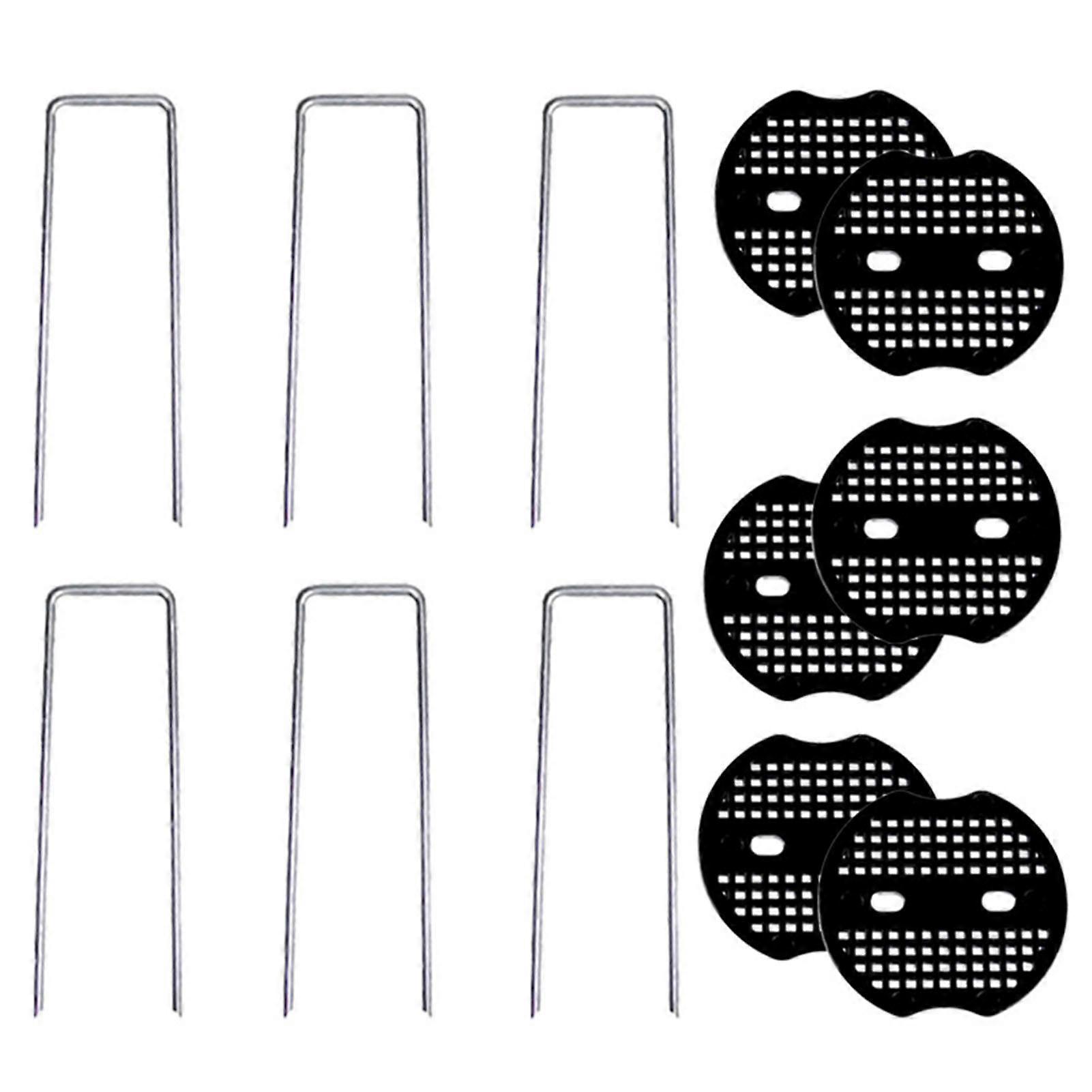 U-Shaped Ground Spike with Pads Galvanized Heavy Duty Garden Stakes for Securing