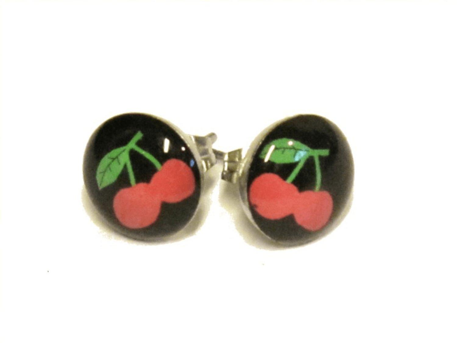 Cherry Button Earrings