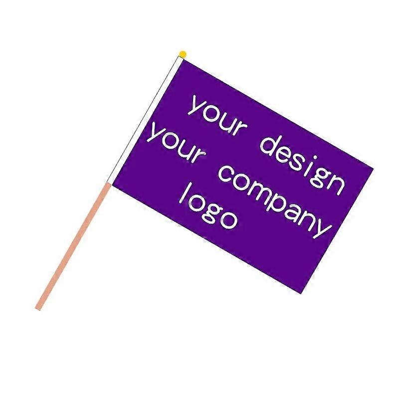 100 قطعة / 14 * 21 سم أو 20 * 30 سم معلقة شعار الشركة أي تصميم تخصيص علم بوليستر المواد أعلام اليد المخصصة