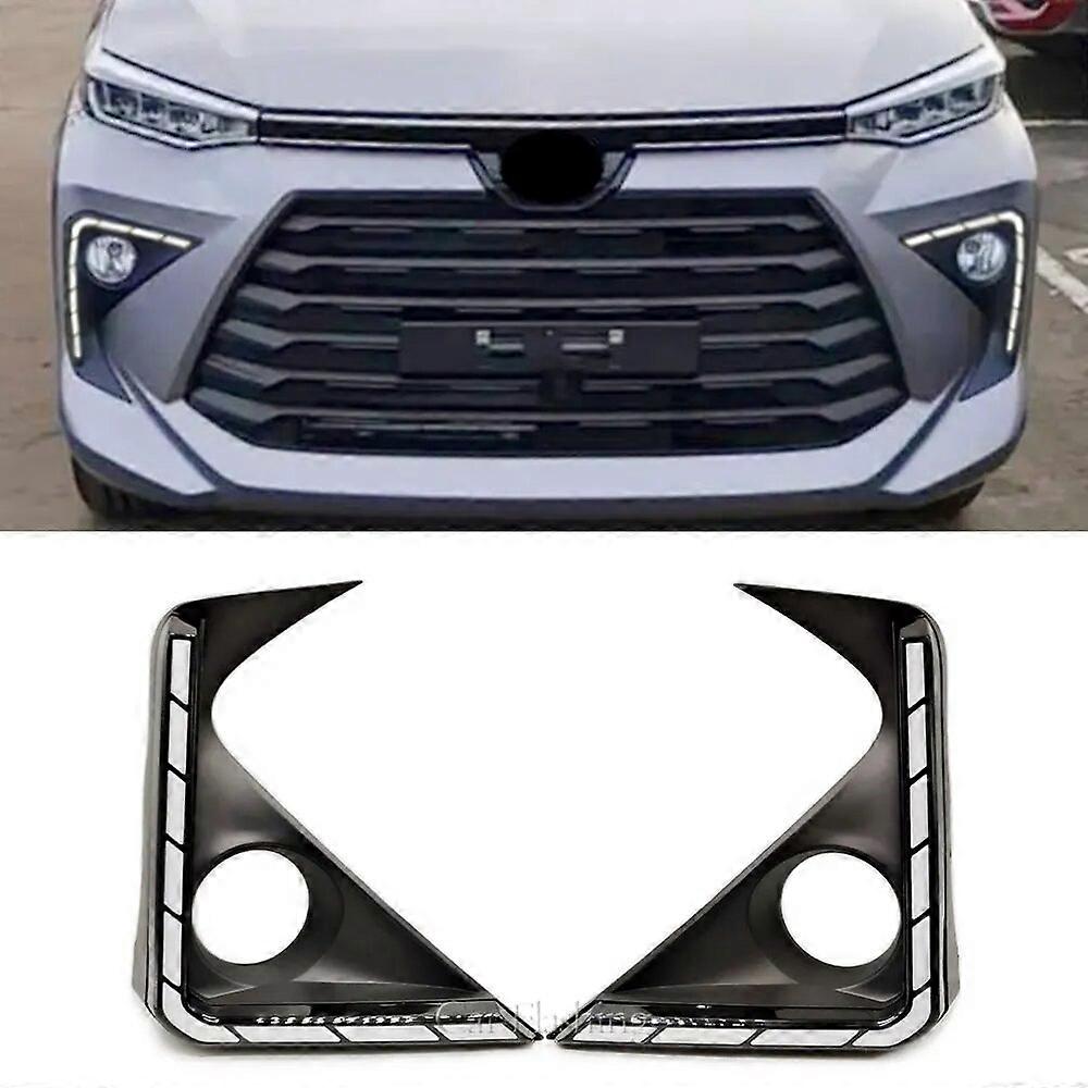 2PCS For Toyota avanza 2022 2023 LED Daytime Running Light with Yellow Turn Signal Light Bumper DRL Fog lamp cover
