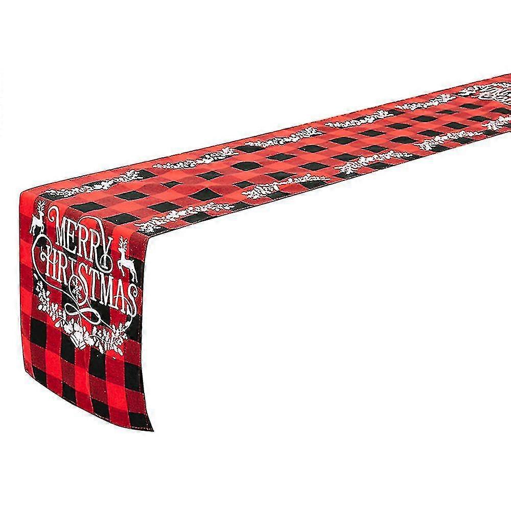 Buffalo Check Christmas Table Runner Compatible With Holiday Table Decorations, C