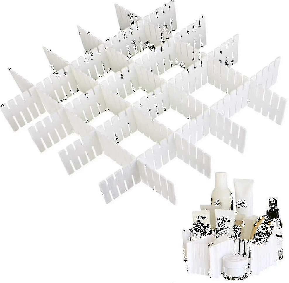 Drawer Divider, Adjustable Grid Drawer Dividers, Drawer Organizer (8 Pieces, White)