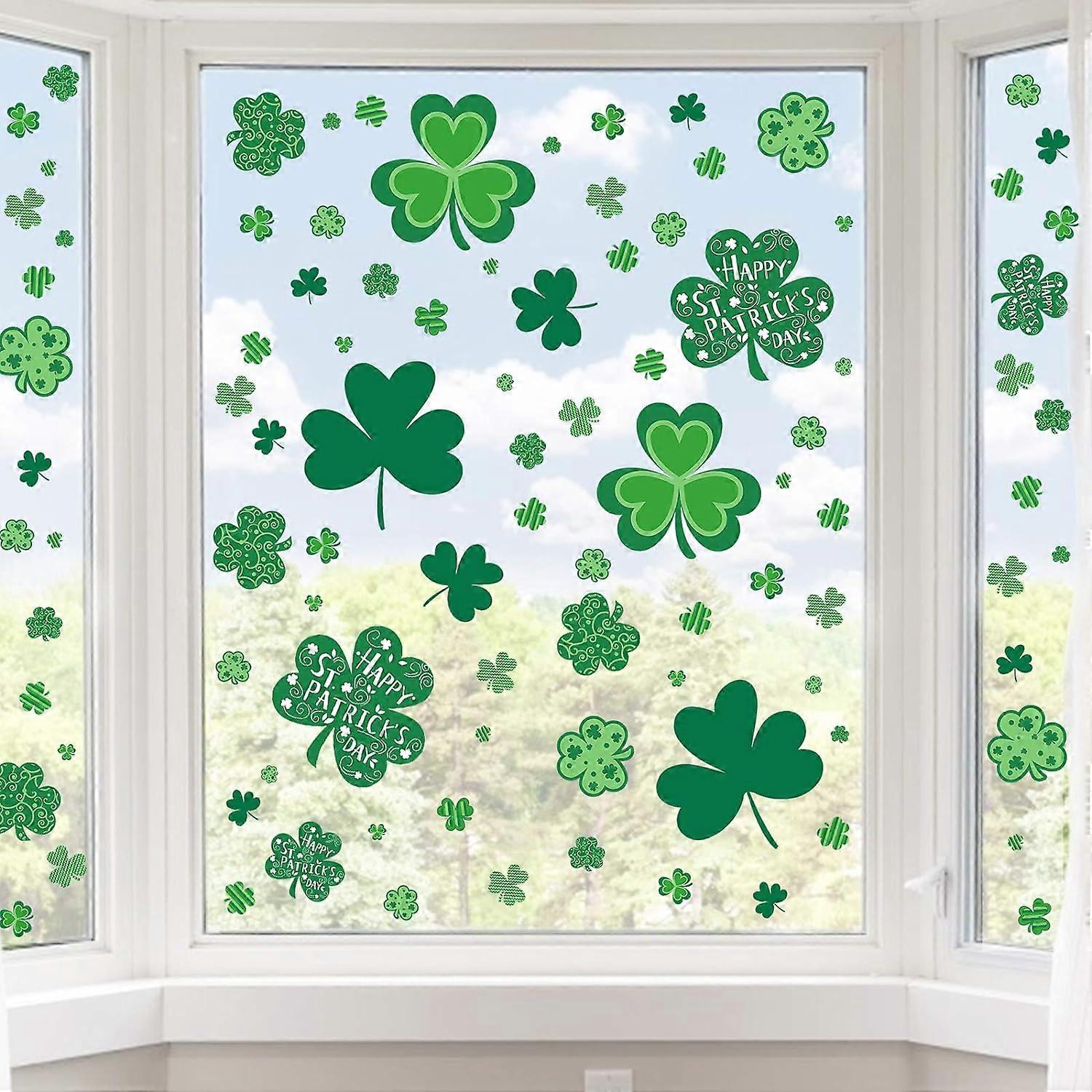 St Patricks Day Window Clings, Shamrock Stickers for St Patricks Day Decorations, 109 PCS Reusable Static Spring Window Clings for St Patricks Day Dec