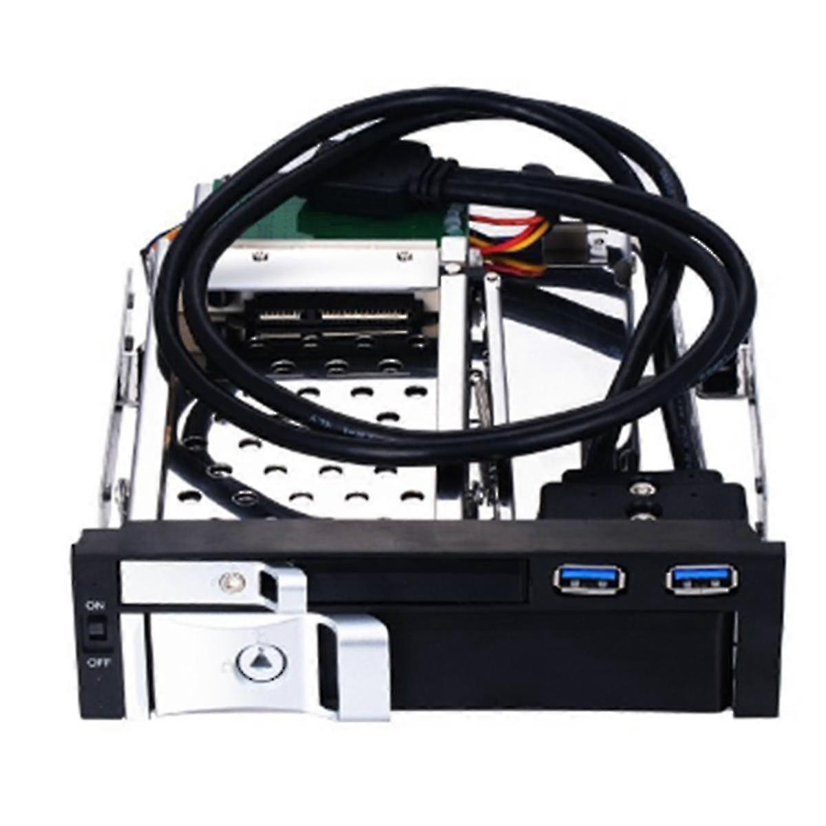 5.25inch Internal Dual Slot Hard Disk Case 2.5+3.5 Inch SATA HDD/SSD Enclosure Tool-Free Design with 2 Safety Locks