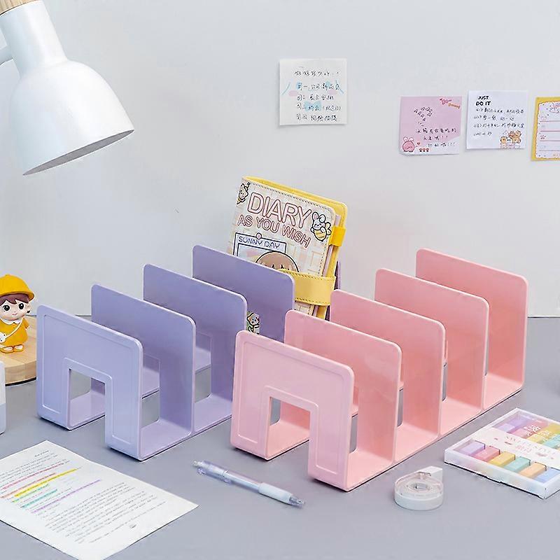 2PCS Book Stand, Desk Top Book Storage Dividers, Book Desk Shelves, Book Clips, Clear Acrylic Bookends