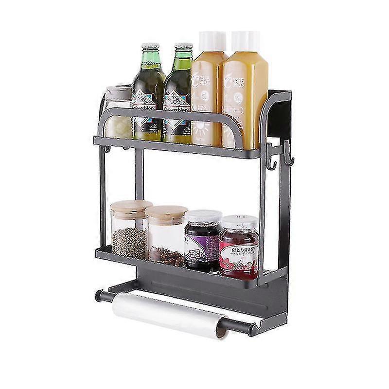 Black Magnetic Hanging Shelf For Refrigerator Microwave Washing Machine Side Wall Magnetic Storage Rack