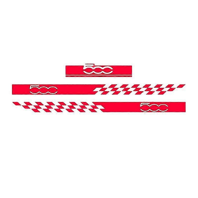 1 Set Hood Bonnet Stickers Door Side Skirt Stripes Compatible With Fiat 500,red