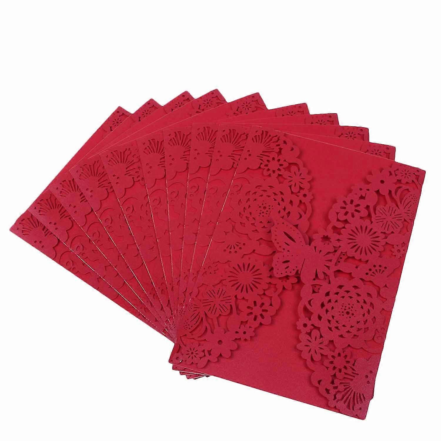 10pcs/set Delicate Carved Butterflies Romantic Wedding Party Invitation Card Envelope Invitations F