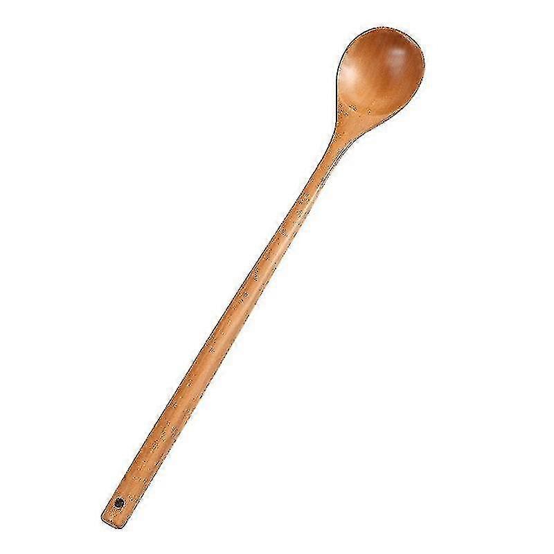 1pc Long Spoons Wooden Korean Style 27/33/33.5cm 100% Natural Wood Long Handle Round Spoons For Soup Cooking Mixing Stirr