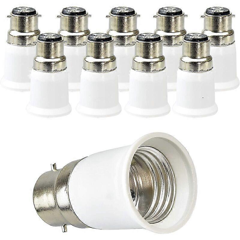 B22 to E27 Socket Converter, Socket Adapter for LED Bulbs and Halogen Bulbs, Max Power 200W, 0-250V, 120 Degree Heat Resistant, Pack of 10