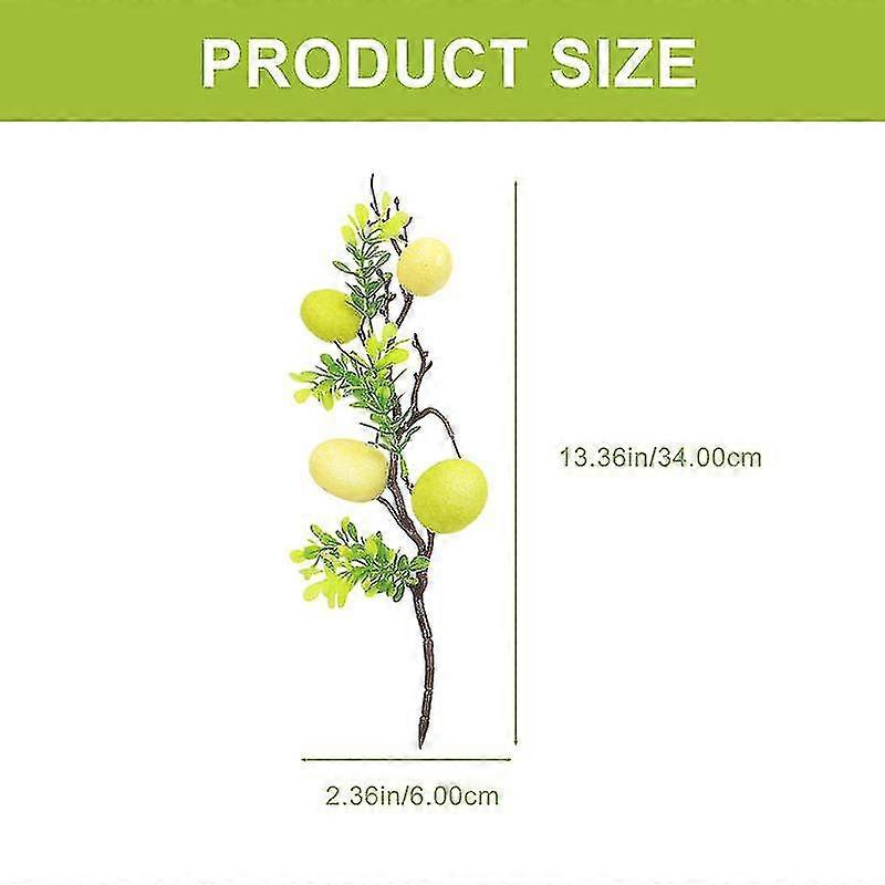 2pcs Easter Simulated Eggs Leaves Easter Green Leaves Decor Fake Easter Tree Prop