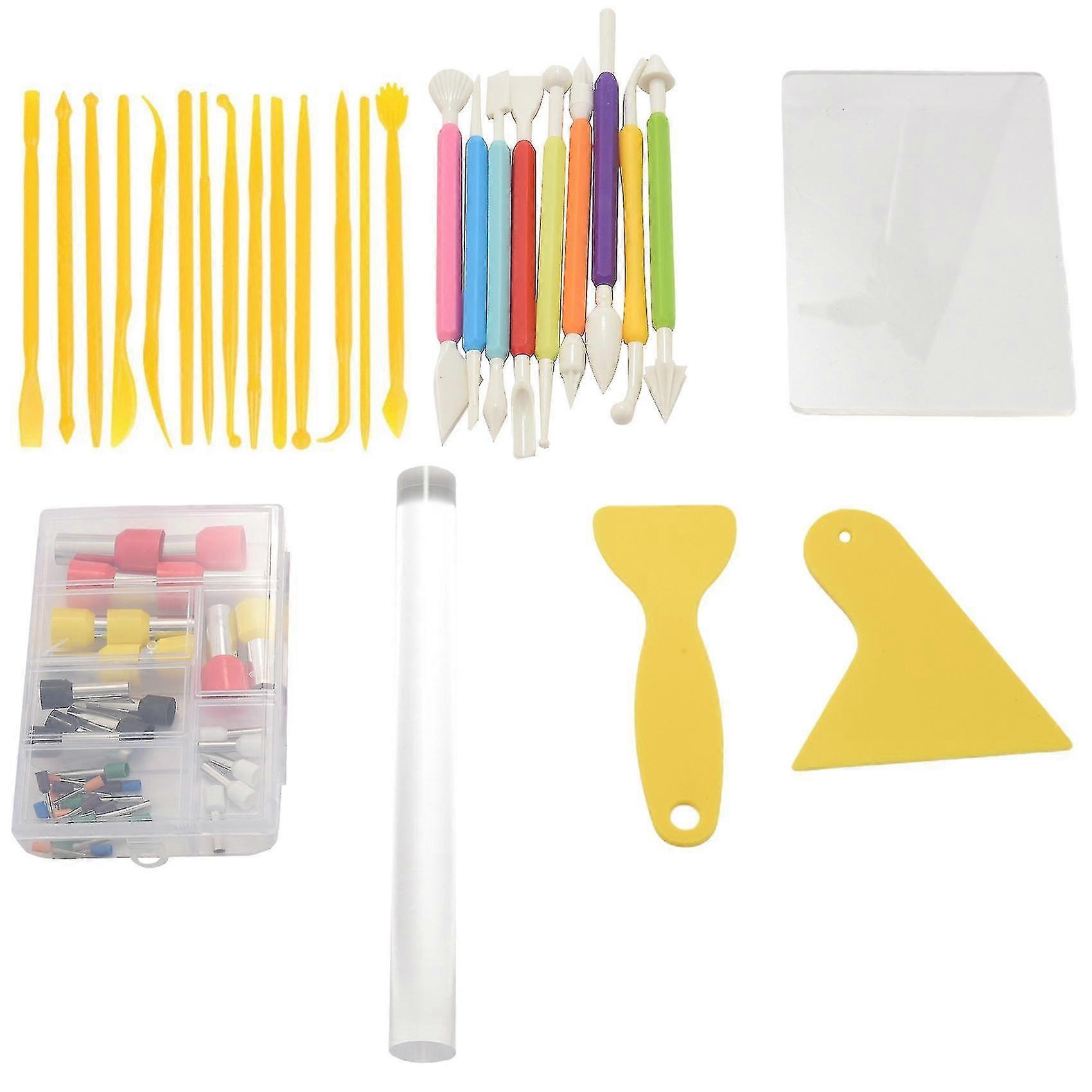 Clay Tools Kit,with Clay ,double Ended Clay Tools,clay Scrapers,acrylic Clay Roller Sheet,for Clay