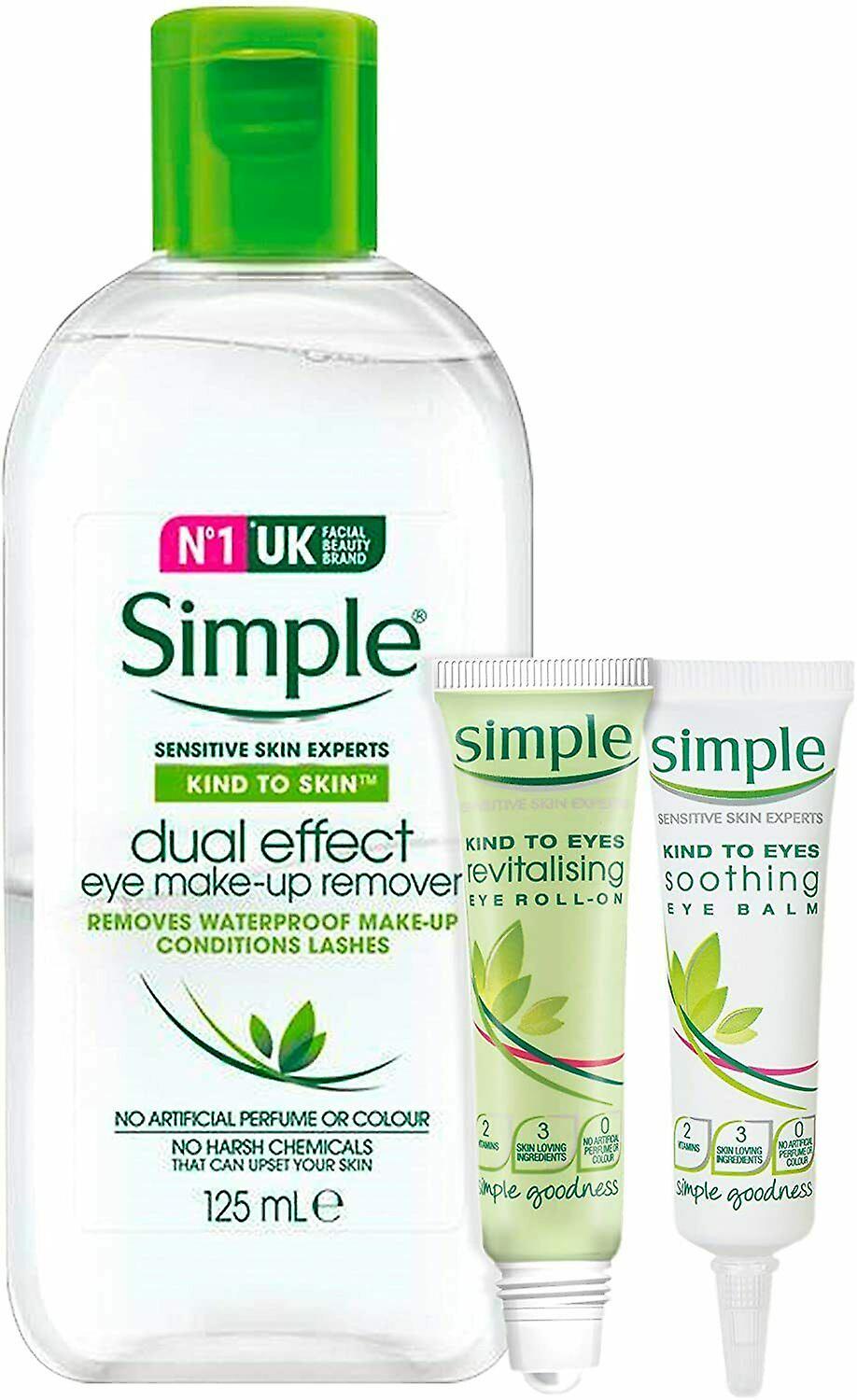 Simple Soothing Eye Bundle of Make up Remover, Eye Balm & Roll on Serum