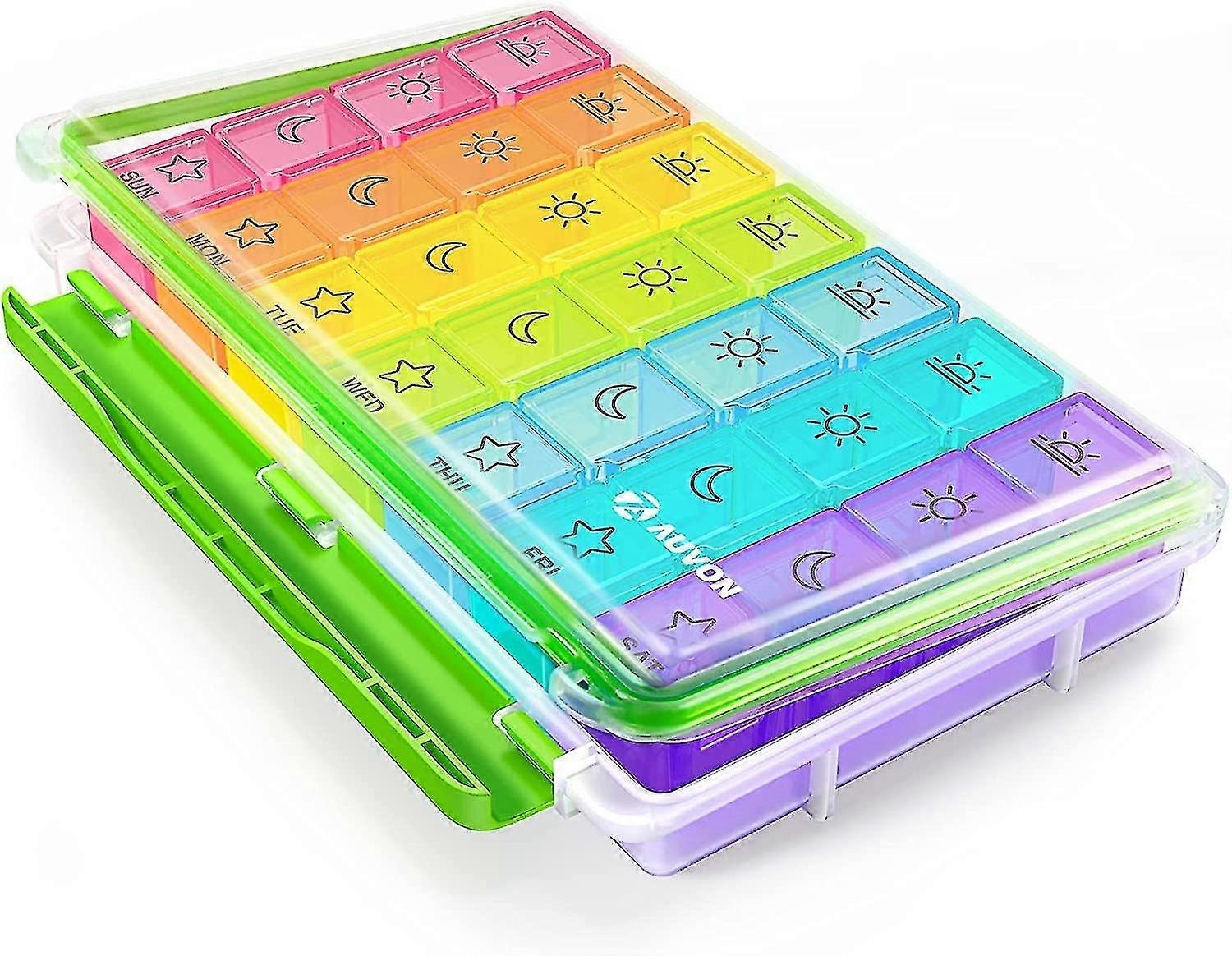 Pill Boxes 7 Day 4 Times A Day,portable Weekly Pill Box Organiser With Moisture-proof Design And Large 28 Compartments To Hold Vitamins, Supplements A