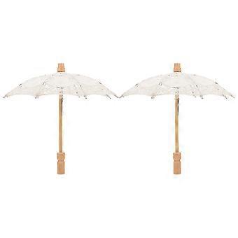 2pcs Paraguas de encaje Boda Bridal Parasol Paraguas de boda Accesorios de fotografía