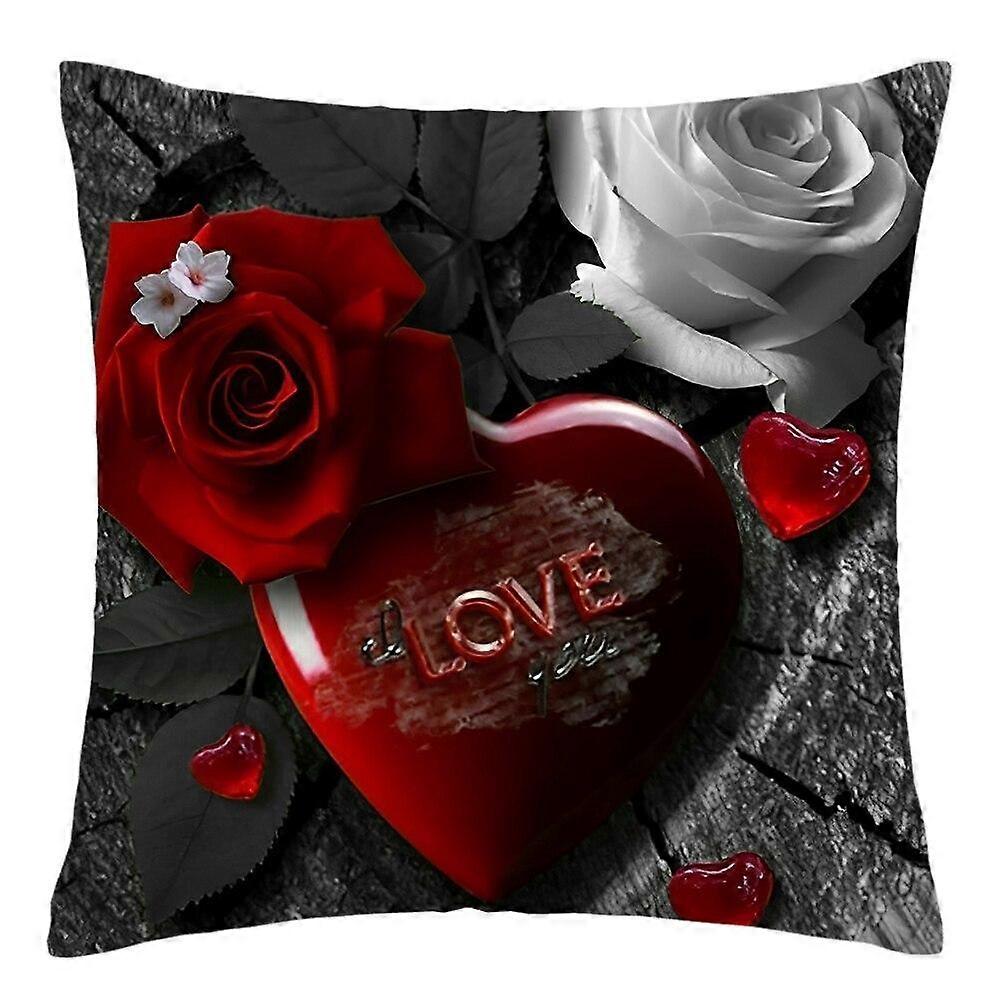 Rose Flower Print Polyester Pillowcase Design 633