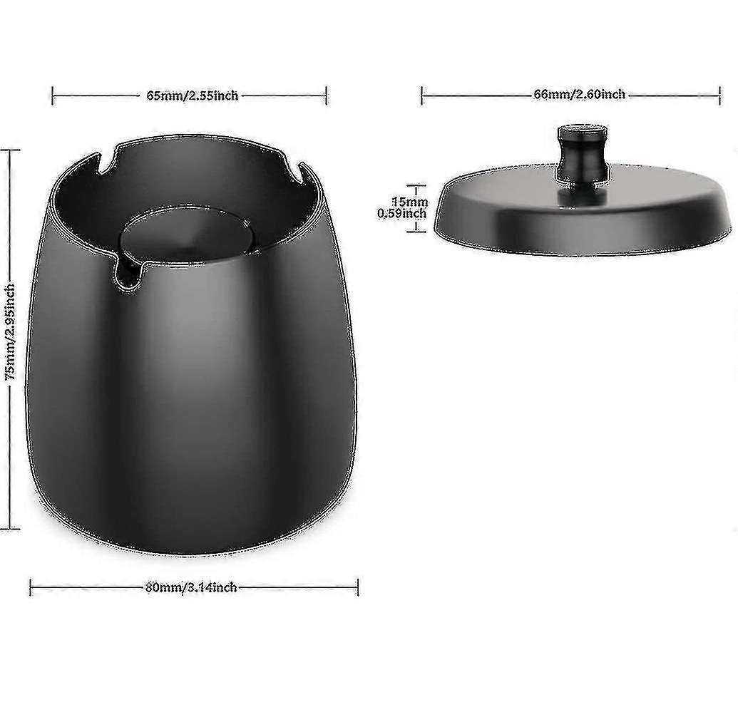 Black Ceramic Ashtray With Lids Windproof Cigarette Ashtray