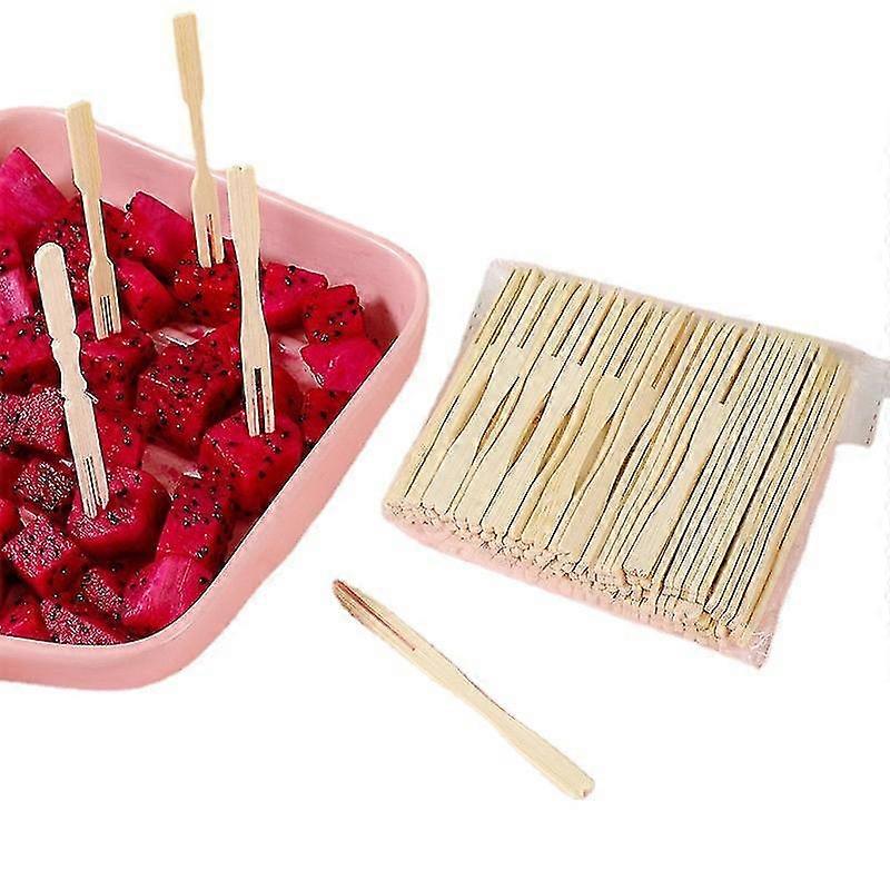 Bamboo Fork Appetizer Fork Double Fork Appetizer Cocktail Fork Mini Food Blunt End Fork For Banquet
