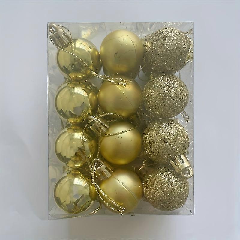 Minglan 24pcs Square Boxed Christmas Ball Plastic Christmas Color Ball Decoration Christmas Tree Small Pendant Decoration Supplies Four Balls Per Box